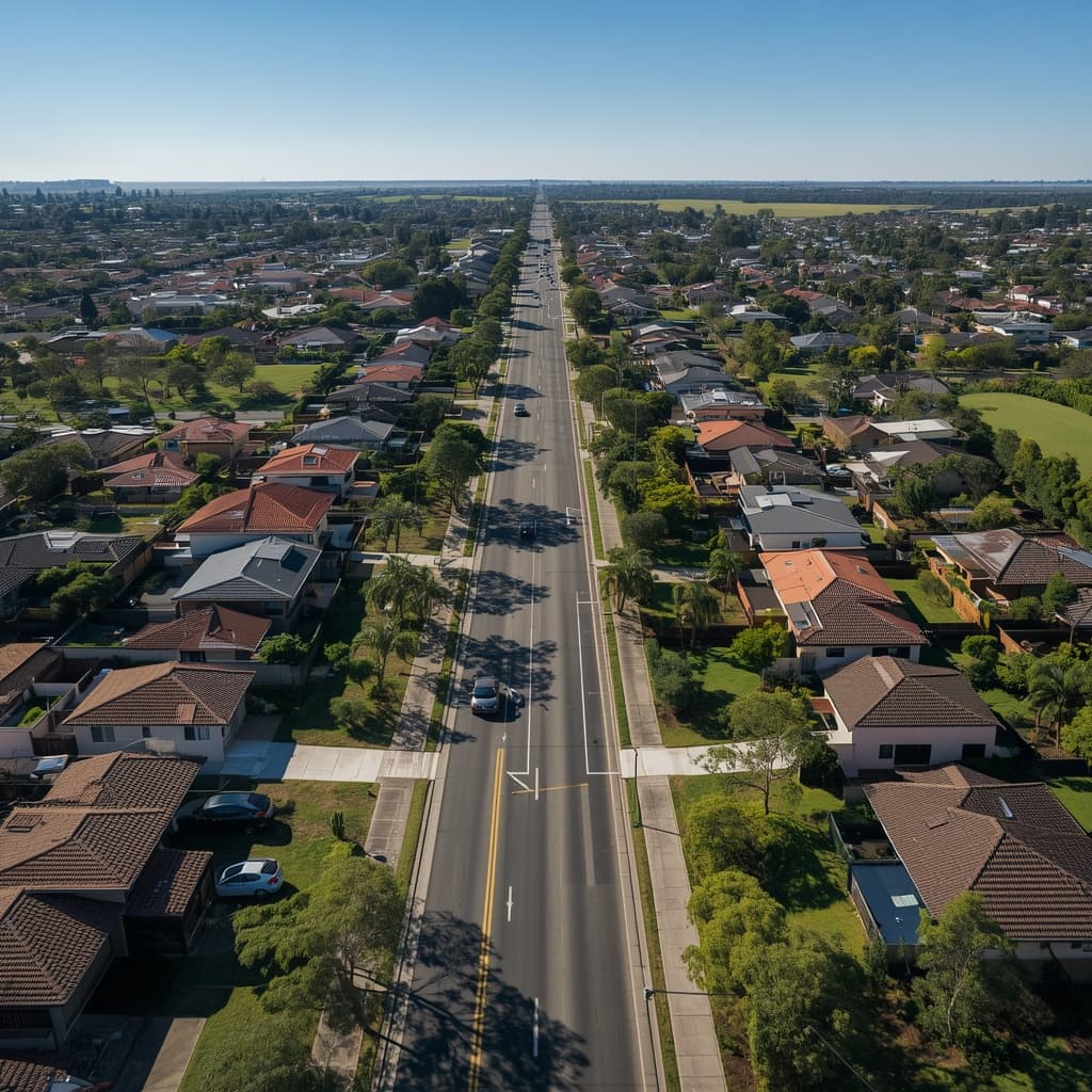 Aerial view of Schofields, NSW showing residential streets, homes and surrounding greenery.